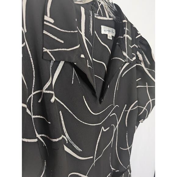 Women's HARPER ROSE Rouched Sleeve Polo black white jumpsuit size 16 - Picture 5 of 9